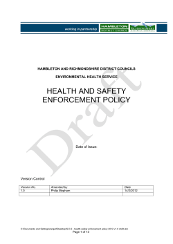 HEALTH AND SAFETY ENFORCEMENT POLICY  Date of Issue:
