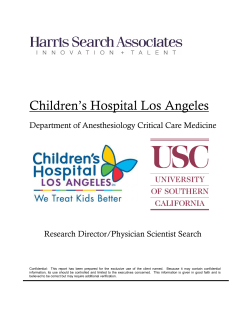Children’s Hospital Los Angeles  Department of Anesthesiology Critical Care Medicine