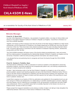 KSOM - CHLA E-News Keck School of Medicine of USC • News