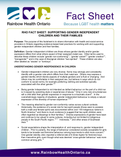 RHO FACT SHEET: SUPPORTING GENDER INDEPENDENT CHILDREN AND THEIR FAMILIES