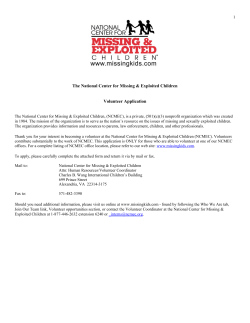 The National Center for Missing &amp; Exploited Children Volunteer Application