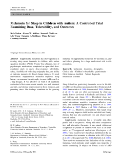 Melatonin for Sleep in Children with Autism: A Controlled Trial