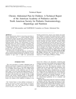 Chronic Abdominal Pain In Children: A Technical Report