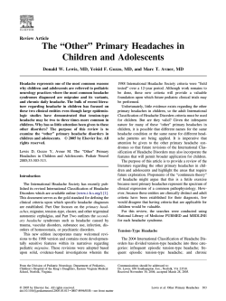 The “Other” Primary Headaches in Children and Adolescents Review Article