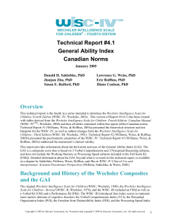 Technical Report #4.1 General Ability Index Canadian Norms