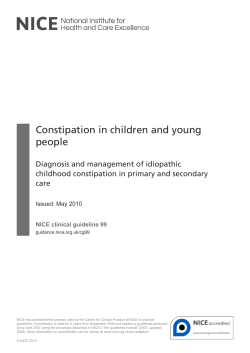 Constipation in children and young people Diagnosis and management of idiopathic