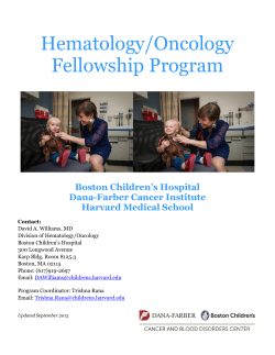 Hematology/Oncology Fellowship Program  Boston Children's Hospital