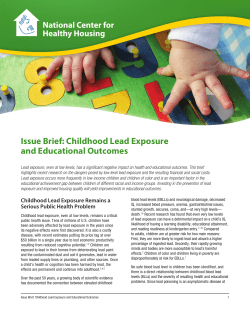 Issue Brief: Childhood Lead Exposure and Educational Outcomes