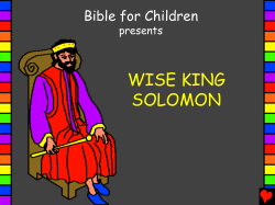 WISE KING SOLOMON Bible for Children presents