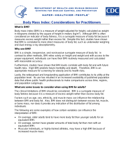 Body Mass Index: Considerations for Practitioners