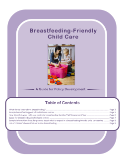 Breastfeeding-Friendly Child Care Table of Contents A Guide for Policy Development