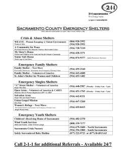 Sacramento County Emergency Shelters