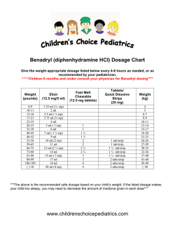 Benadryl (diphenhydramine HCI) Dosage Chart