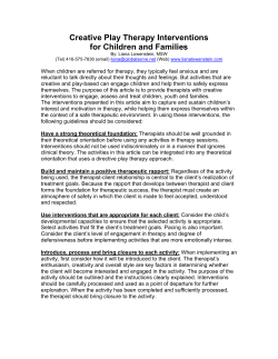 Creative Play Therapy Interventions for Children and Families