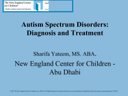Autism Spectrum Disorders: Diagnosis and Treatment  .