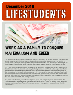 LIFESTUDENTS Work as a family to conquer materialism and greed December 2010