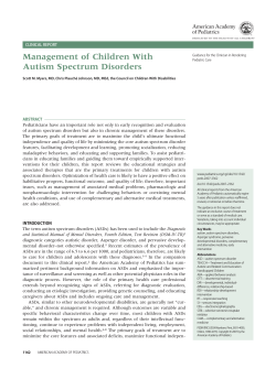 Management of Children With Autism Spectrum Disorders CLINICAL REPORT