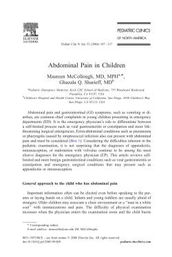 Abdominal Pain in Children T, Maureen McCollough, MD, MPH Ghazala Q. Sharieff, MD