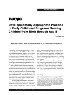 Developmentally Appropriate Practice in Early Childhood Programs Serving