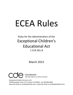 ECEA Rules Exceptional Children's Educational Act