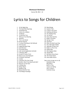 Lyrics to Songs for Children  Montessori Northwest Course 38, 2012 - 14