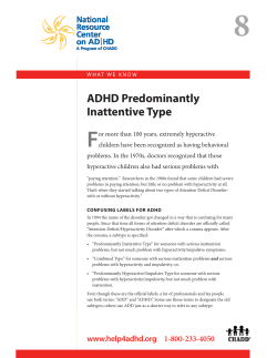 8 F ADHD Predominantly Inattentive Type
