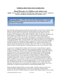 Mood Disorders in Children and Adolescents TDMHSAS BEST PRACTICE GUIDELINES