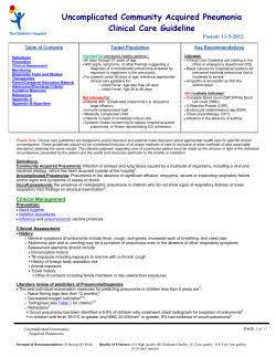 Uncomplicated Community Acquired Pneumonia Clinical Care Guideline  Posted: 11-5-2012