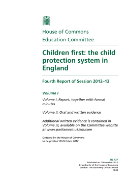 Children first: the child protection system in England House of Commons