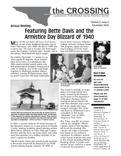 Featuring Bette Davis and the Armistice Day Blizzard of 1940 M Annual Mee