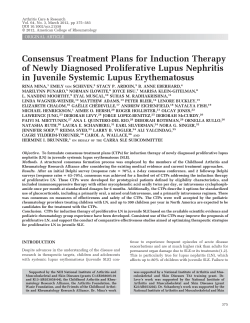 Consensus Treatment Plans for Induction Therapy in Juvenile Systemic Lupus Erythematosus