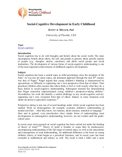 Social-Cognitive Development in Early Childhood S A.