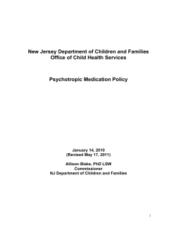 New Jersey Department of Children and Families Psychotropic Medication Policy