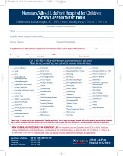 Nemours/Alfred I. duPont Hospital for Children | PATIENT APPOINTMENT FORM