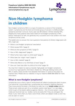 Non-Hodgkin lymphoma in children Freephone helpline 0808 808 5555