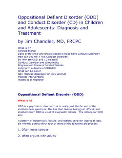 Oppositional Defiant Disorder (ODD) and Conduct Disorder (CD) in Children