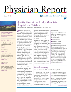 Physician Report W Quality Care at the Rocky Mountain Hospital for Children