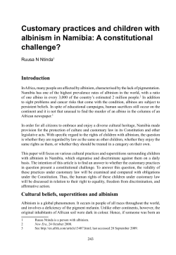 Customary practices and children with albinism in Namibia: A constitutional challenge? Introduction