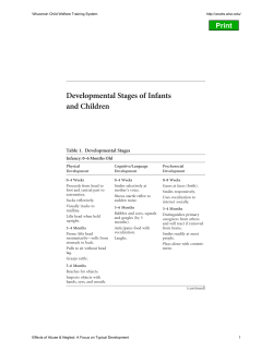 Developmental Stages of Infants and Children Print Table 1. Developmental Stages