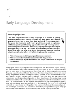1 Early Language Development Learning objectives