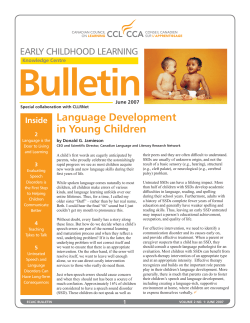 Bulletin Language Development in Young Children EARLY CHILDHOOD LEARNING