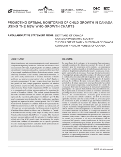 PROMOTING OPTIMAL MONITORING OF CHILD GROWTH IN CANADA: