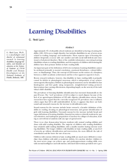 Learning Disabilities G.  Reid Lyon 54 Abstract