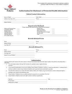 Authorization for Disclosure of Protected Health Information