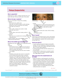 Pinkeye (Conjunctivitis) Infectious Diseases Curriculum  INSTRUCTOR’S  MANUAL