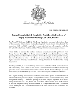 Trump Expands Golf &amp; Hospitality Portfolio with Purchase of