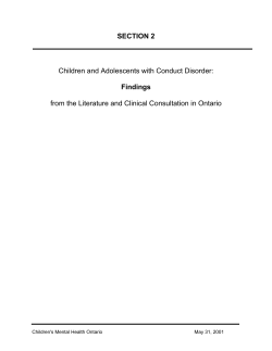 SECTION 2 Findings  Children and Adolescents with Conduct Disorder: