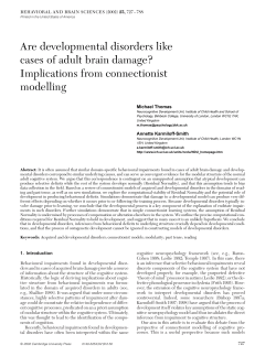 Are developmental disorders like cases of adult brain damage? Implications from connectionist modelling