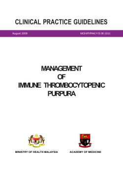 CLINICAL PRACTICE GUIDELINES MANAGEMENT OF IMMUNE  THROMBOCYTOPENIC