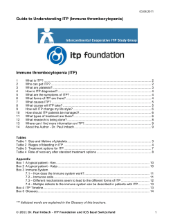Guide to Understanding ITP (Immune thrombocytopenia) Immune thrombocytopenia (ITP)